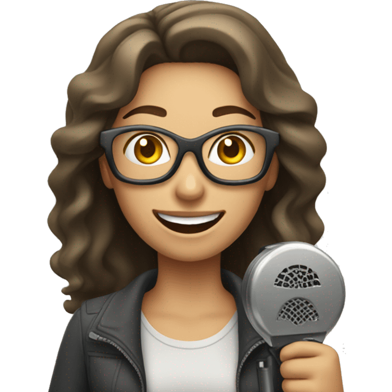 Happy woman holding a metal detector  emoji