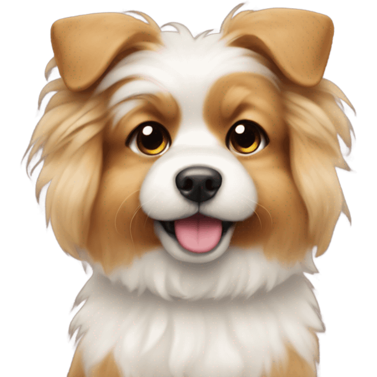 Cute fluffy dog with a bow in his ear emoji