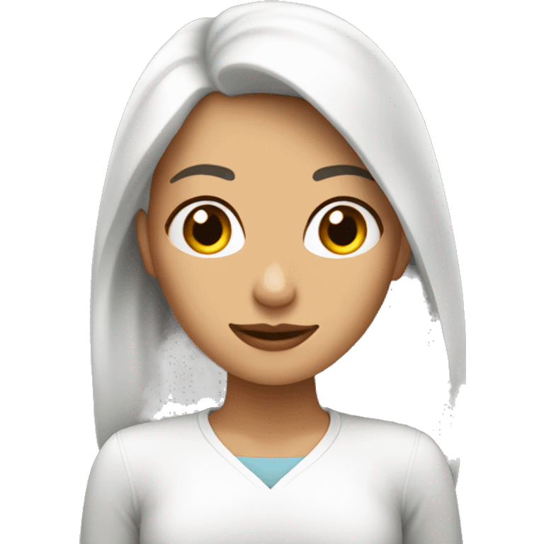 Mujer blanca con el pelo café emoji