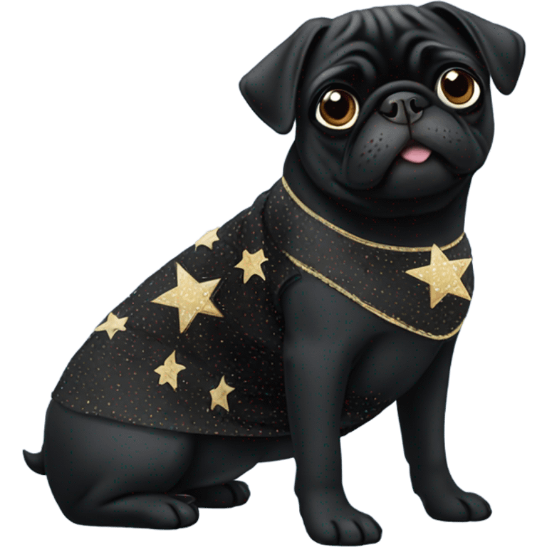 Black pug a Jewish star dress emoji