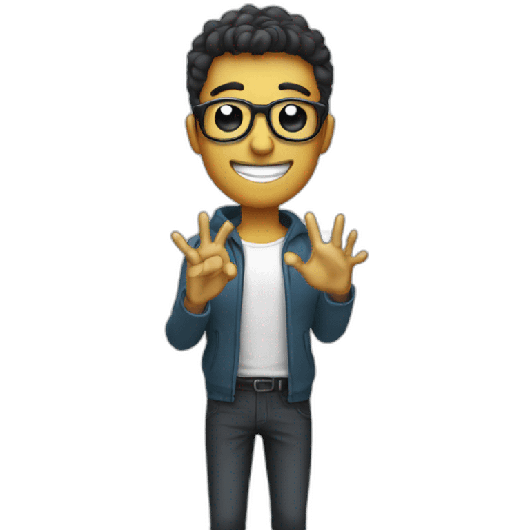 persona con todo el cuerpo con manos sonriendo y con gafas  emoji