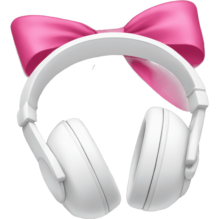 White headphones with pink bow emoji