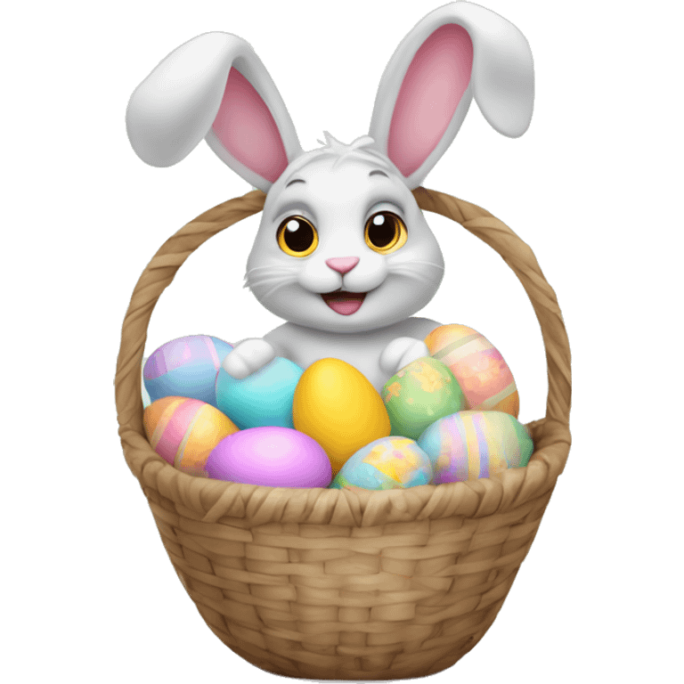 easter bunny with egg pastel basket emoji