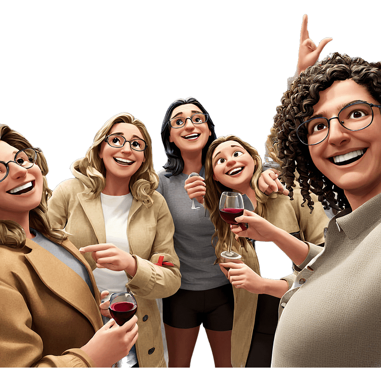 four friends enjoying wine emoji