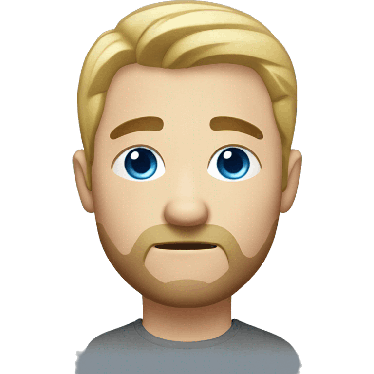 bored blonde man with short hair and a short beard with blue eyes, one eyebrow is raised  emoji