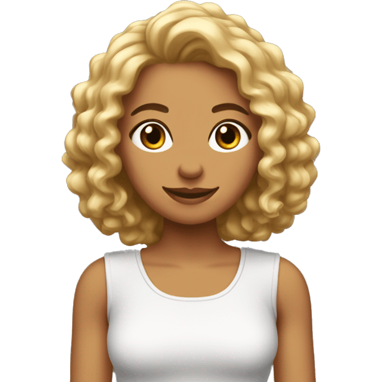 Femme avec les cheveux mi- longs et bouclés emoji