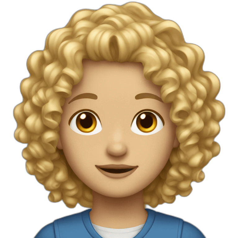 curly blond hair student emoji