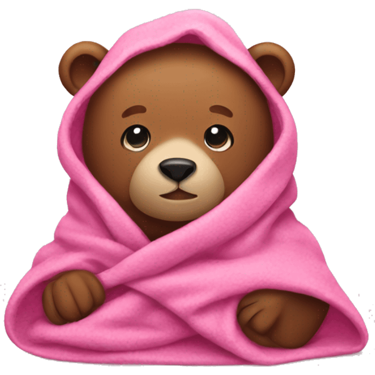 Bear wearing pink blanket emoji