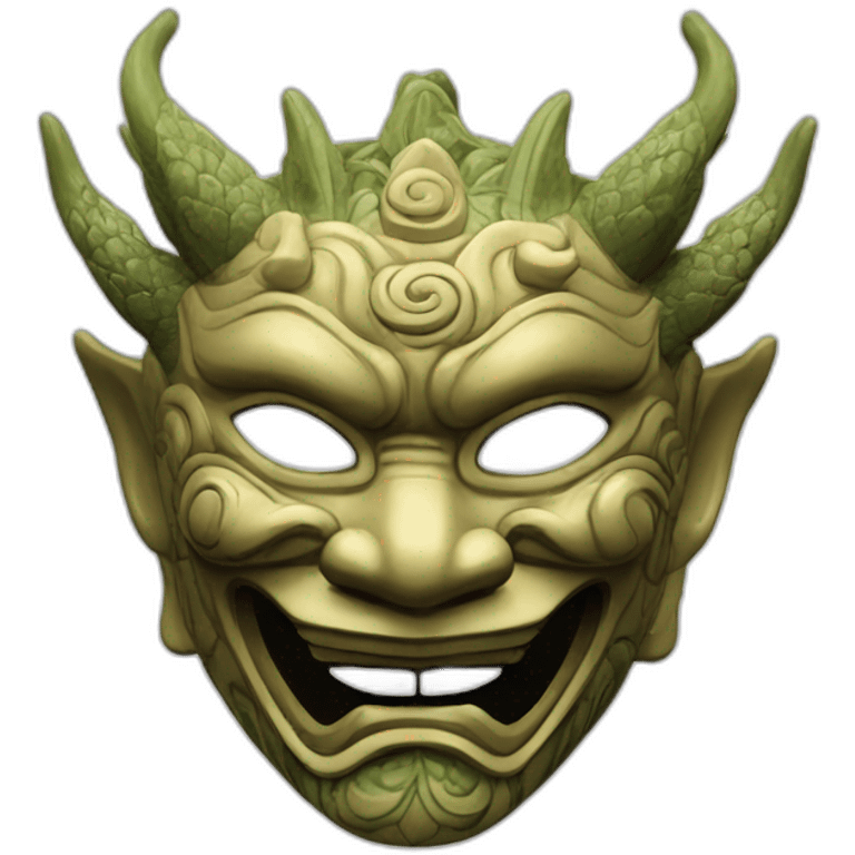 noh style mask with dragon emoji