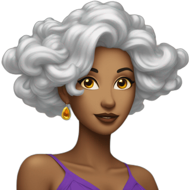 1milf, Silver hair, Gold eyes, colorful, autumn, cumulonimbus clouds on derrière Print emoji