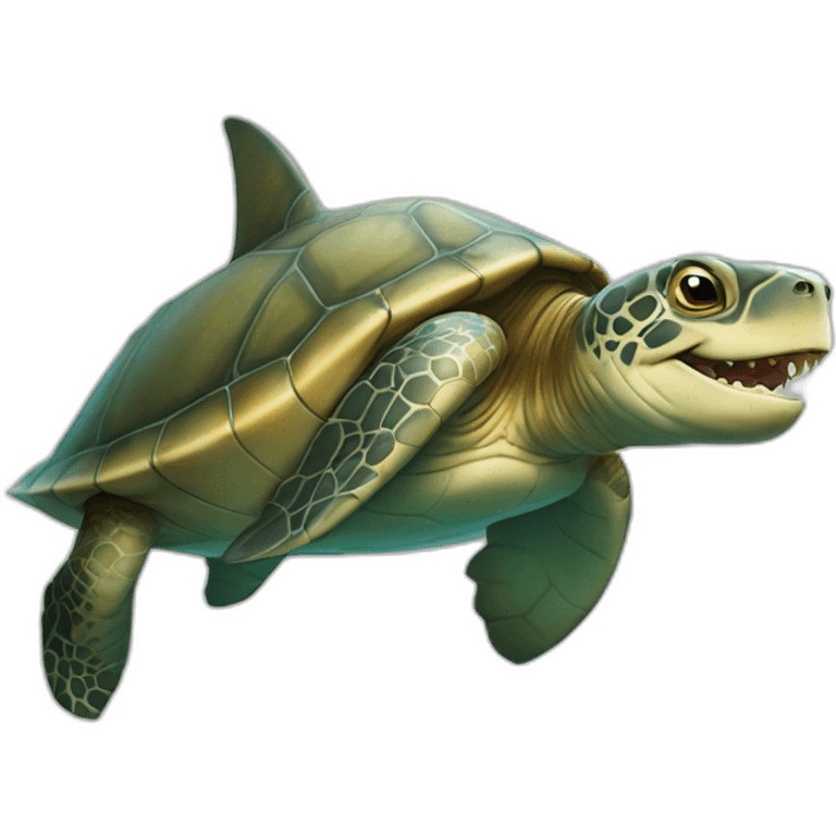 Tortue sur un requin emoji