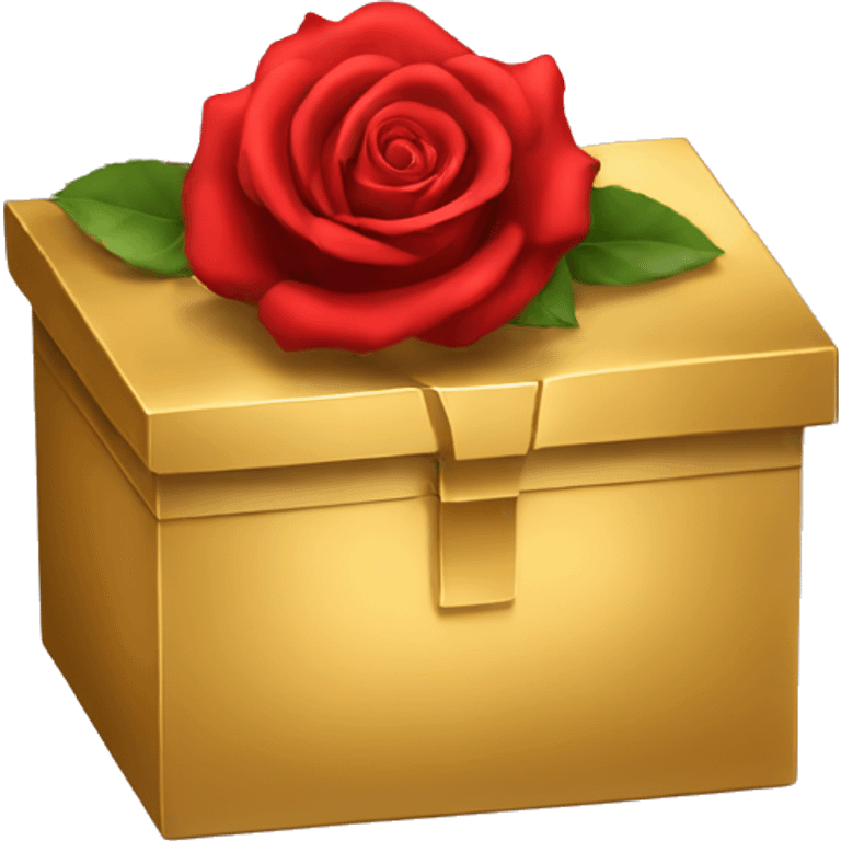 A gold box with red rose emoji