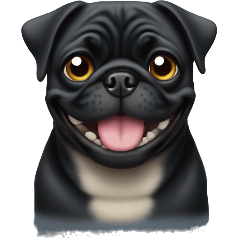 Black pug smile  emoji