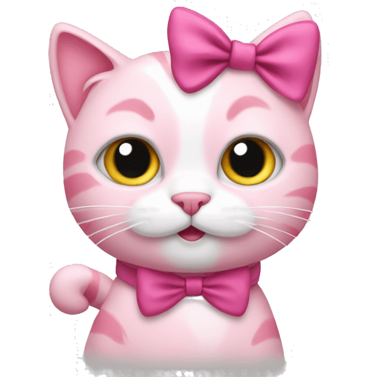 Pink cat whit bow  emoji