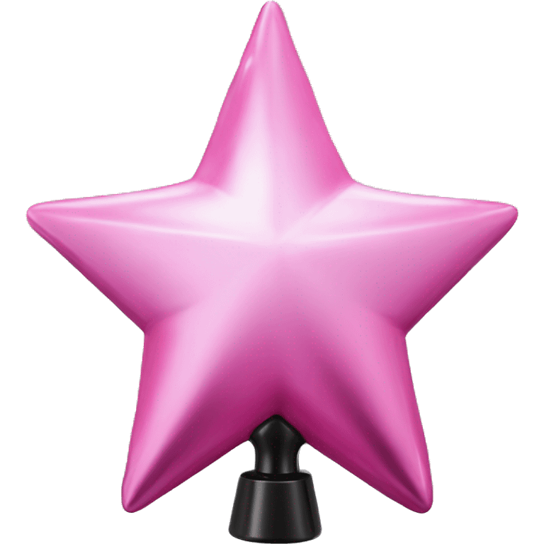 Realistic isolated black and pink metallic star christmas tree topper. emoji