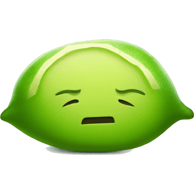 Half cut cartoony lime sleeping emoji