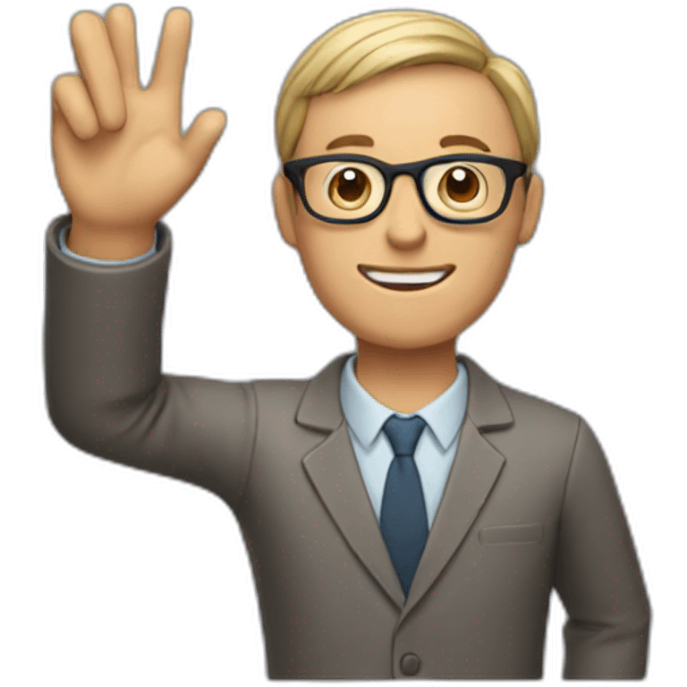 man wearing glasses and holding a computer in his right hand and signaling OK with his left hand emoji