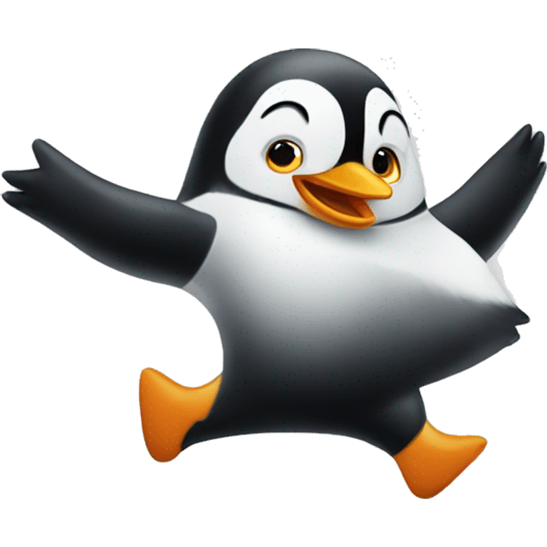 Penguin jumping jacks emoji