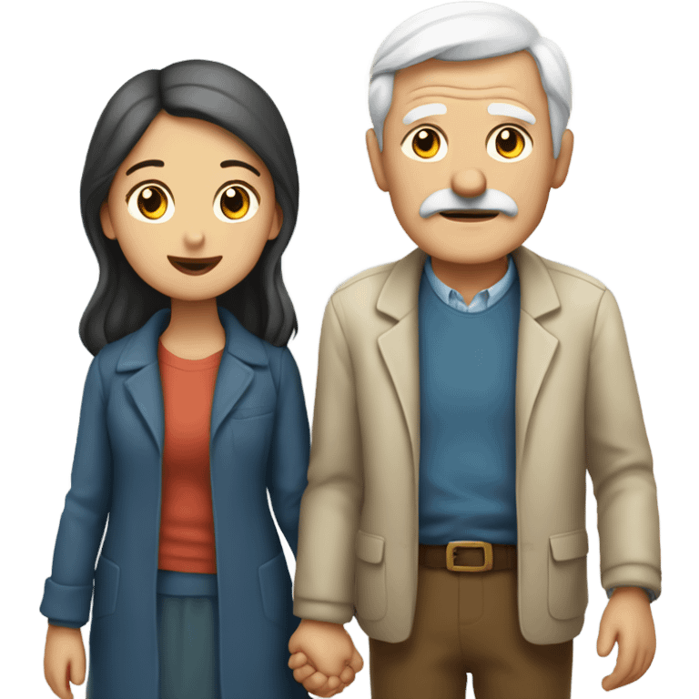 Old man holding hands with younger lady emoji