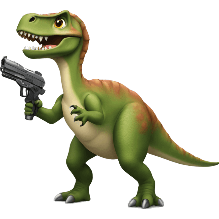 Dinosaur with a gun emoji