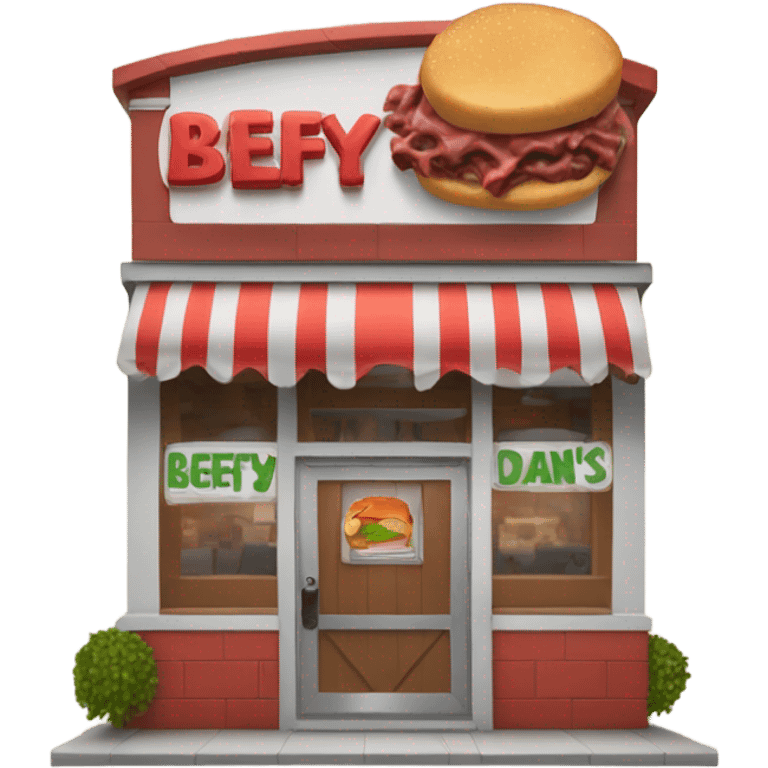 Restaurant named "Beefy Dan's" emoji