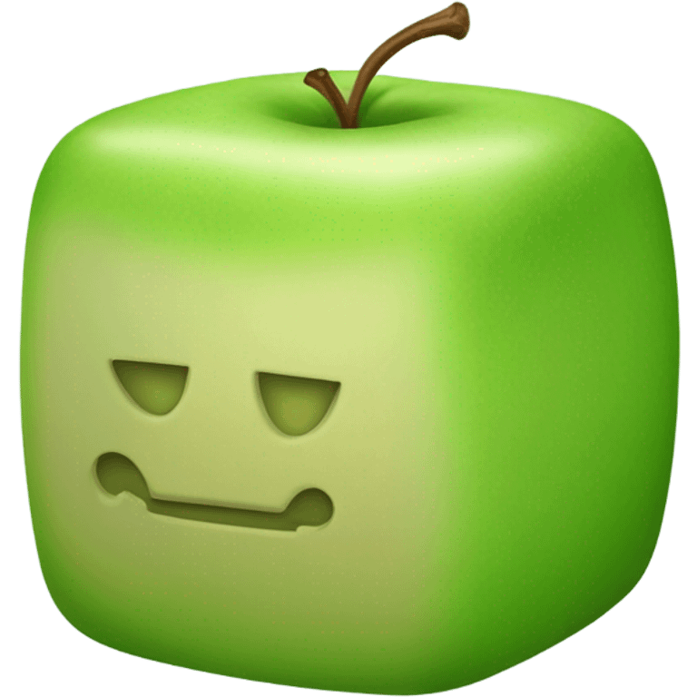 green Cube shaped Apple emoji