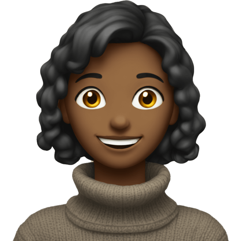 smiling girl in turtleneck sweater smoking emoji