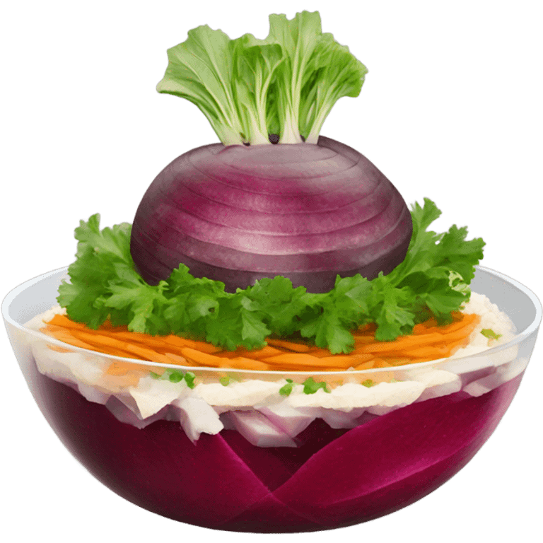 Shuba russian Layered Beet dish  with Herring emoji