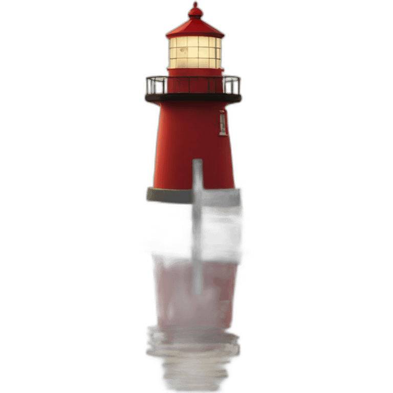 Red Lighthouse on end of pier along lake emoji