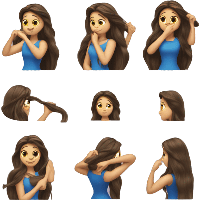 Pretty brunette rapunzel brushing her hair  emoji