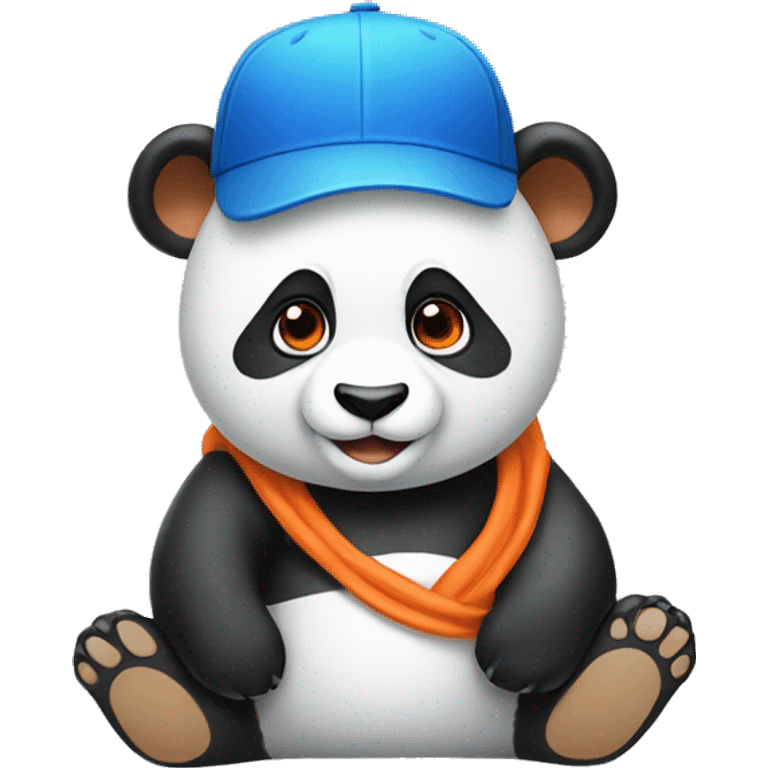 panda with orange and blue cap emoji