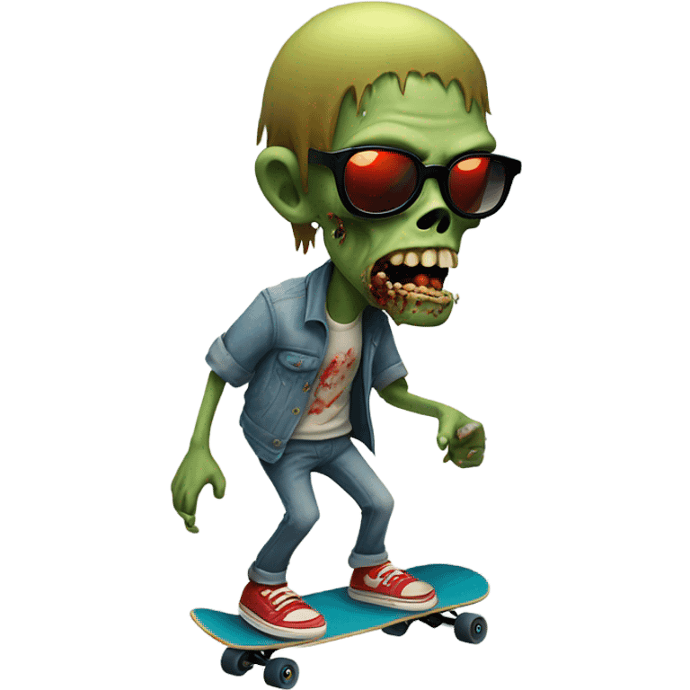 Zombie skateboarding and smoking emoji