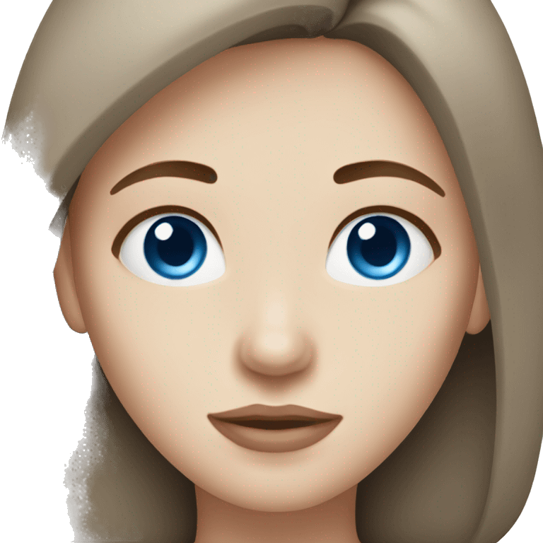 Woman with brown hair blue eyes and pale skin emoji