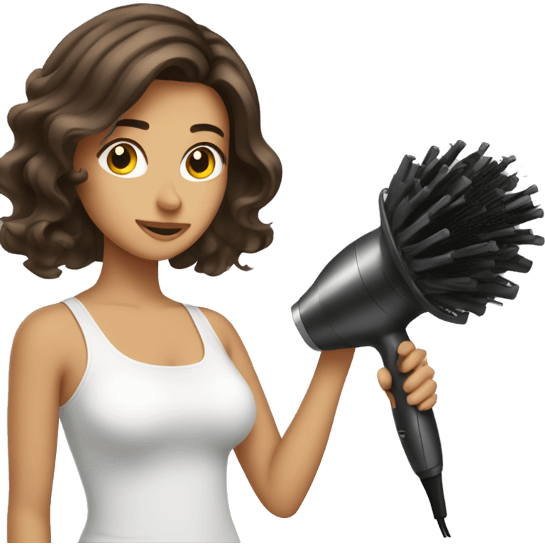 Brunette girl blow drying hair emoji