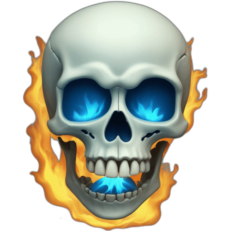 skull with open mouth in blue fire emoji