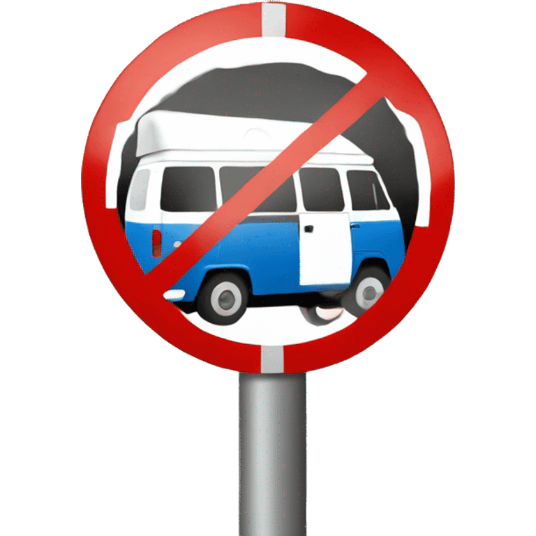 round traffic sign prohibiting camper vans emoji