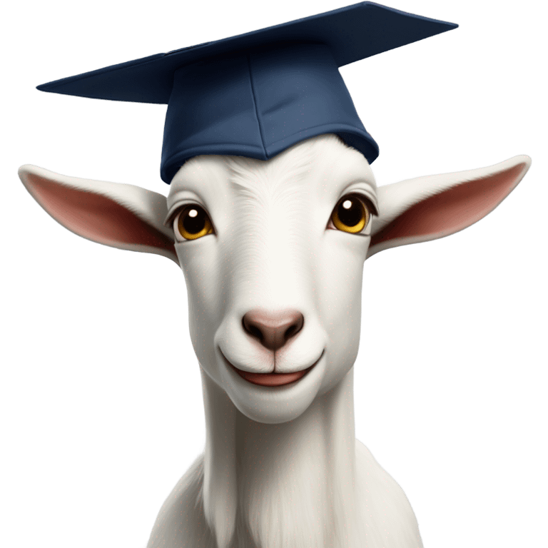 smirking goat wearing graduation hat emoji