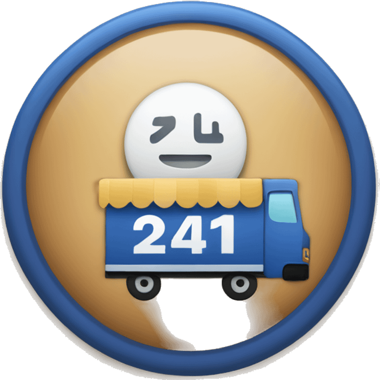 A circular logo emoji with a blue verification checkmark in the center and the text "24h-shipping" around the edge. Simple and modern style. emoji