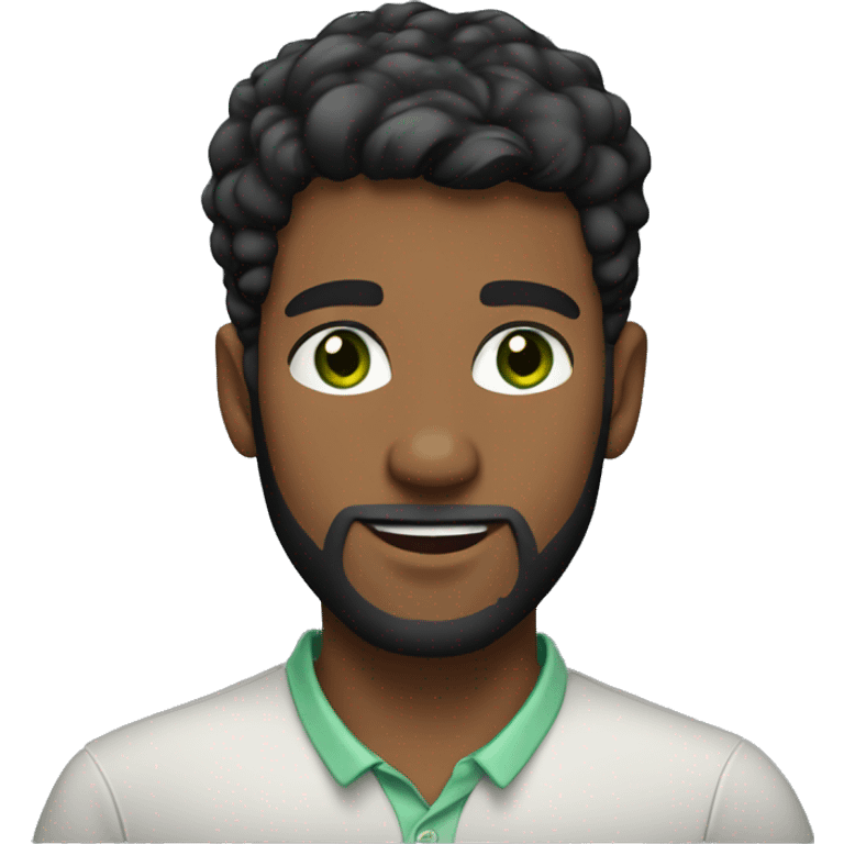 a young man of 26 years old with a beard, green eyes, short black hair, being an English teacher  emoji