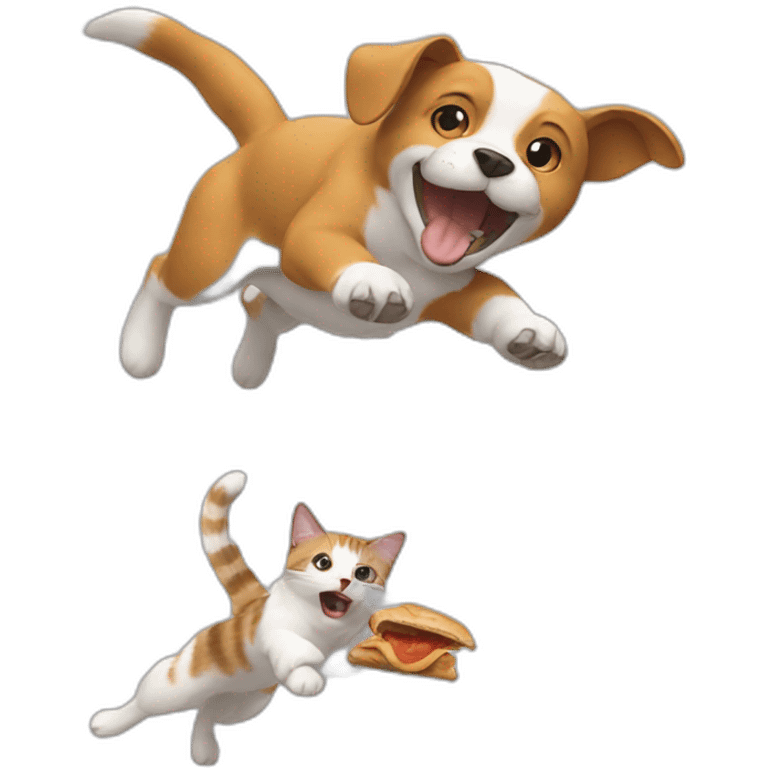 Flying dog eating cat emoji