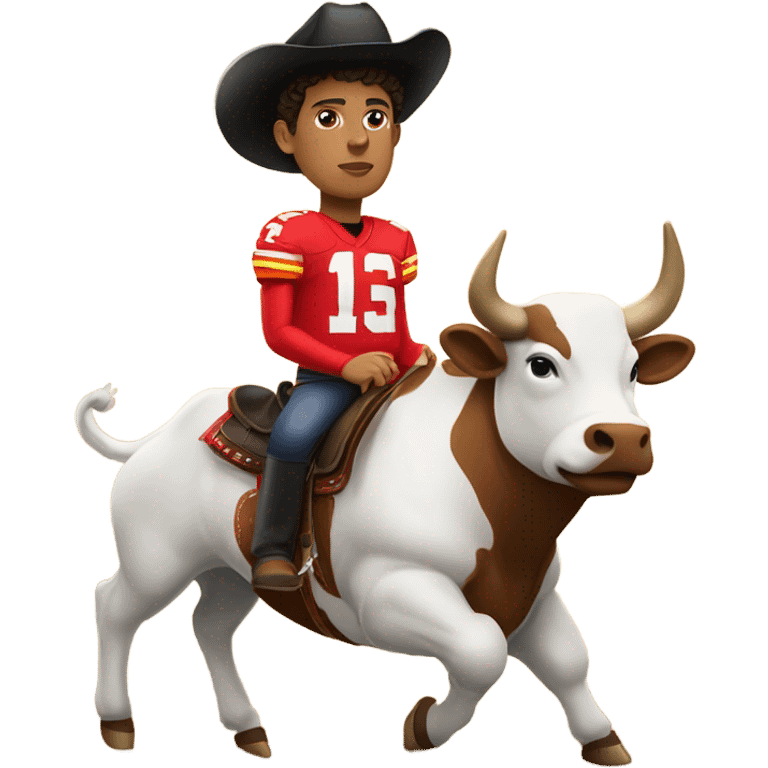 Mahomes riding bull emoji