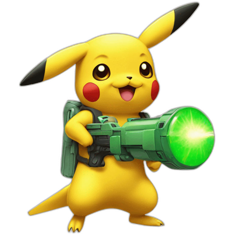 pikachu holding green raygun emoji