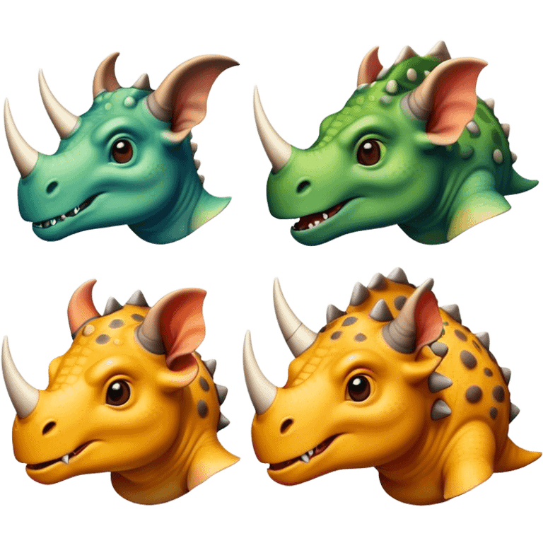 faces of different triceratops emoji