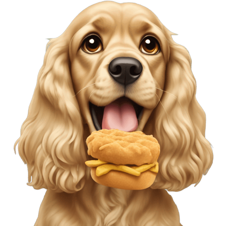 blonde Cocker spaniel eating emoji