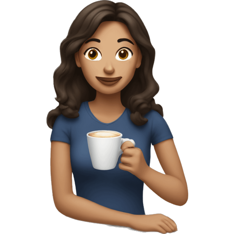 brunette woman drinking coffee emoji