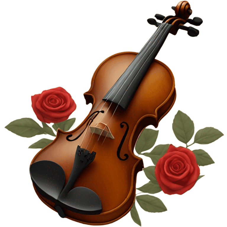 vintage violin and beige red roses emoji