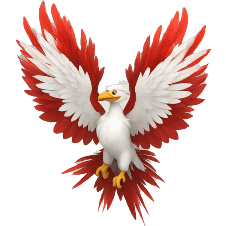 Un fenix avec les plumes blanches et rouges  emoji