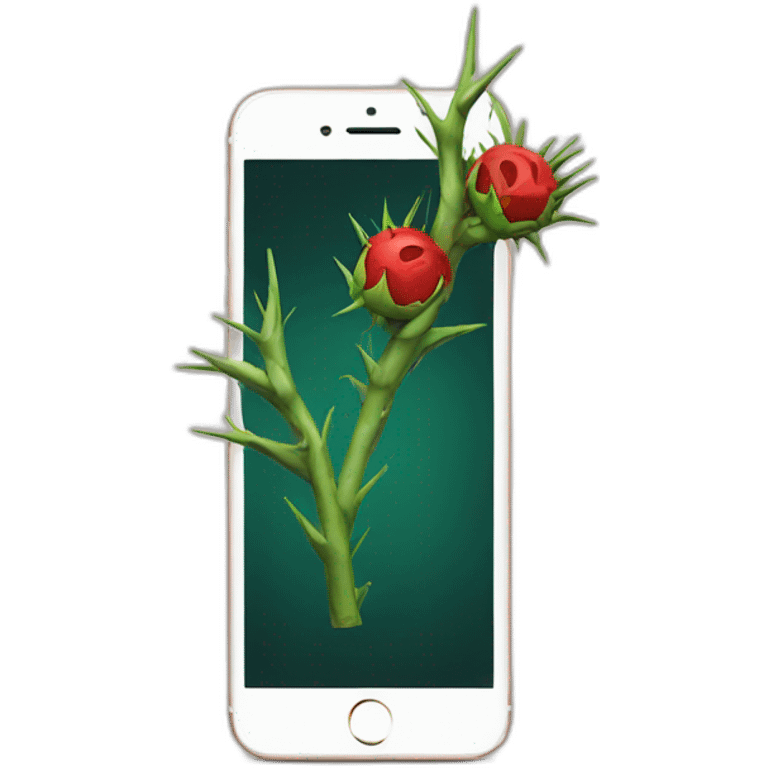 iphone with thorns emoji