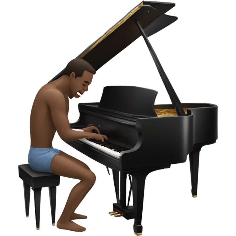 Shirtless man playing piano emoji