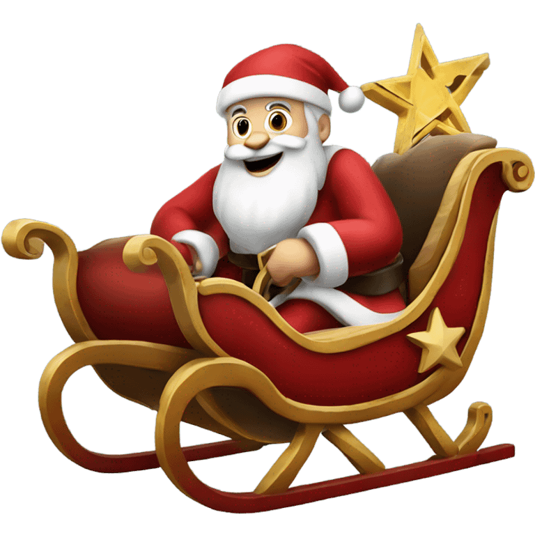 Santa Claus on his sleigh with a Jewish star emoji